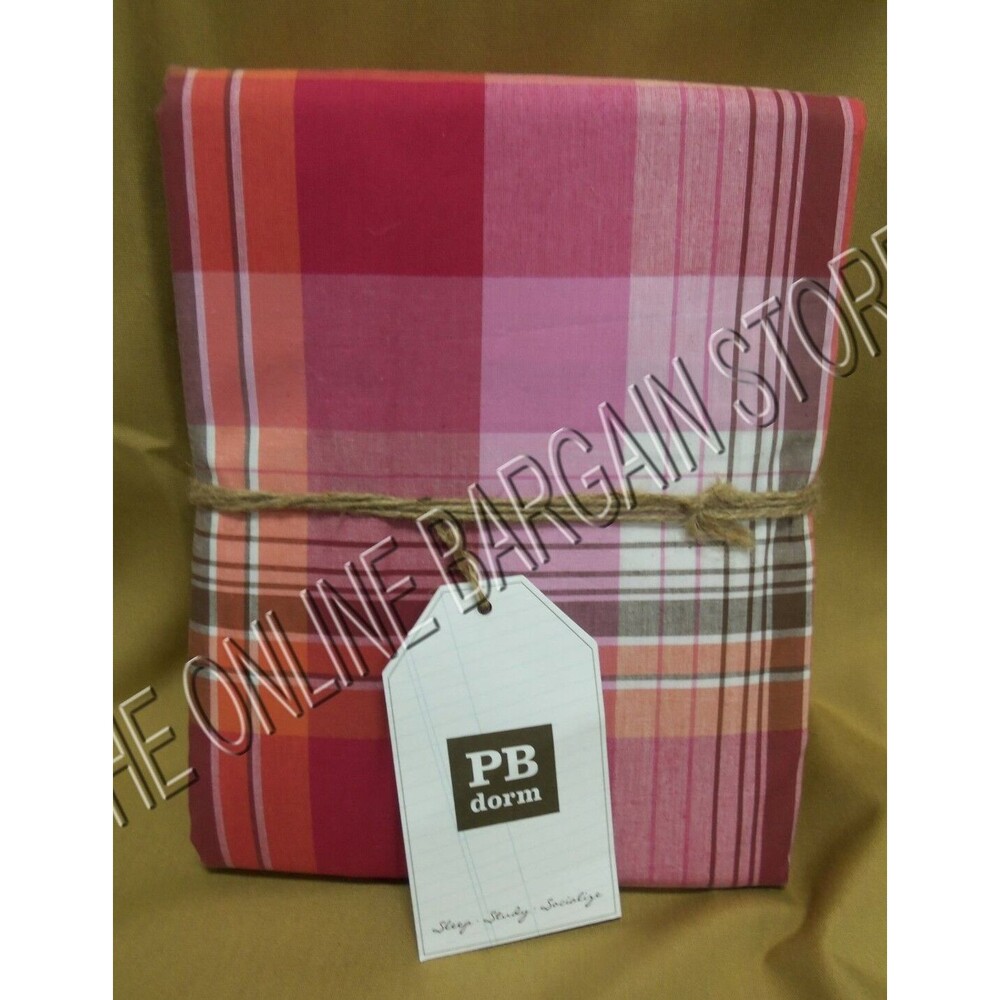 Pottery Barn Teen Prescott Bed Dorm Duvet Cover Full Queen FQ F/Q pink plaid